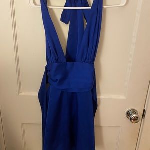 Lucy in the Sky - Waverly Satin Dress in Royal Blue - size S